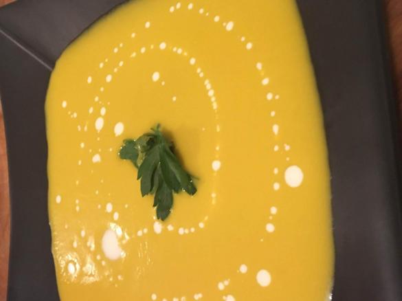 Creamy Carrot Soup with Blue Vein Cheese