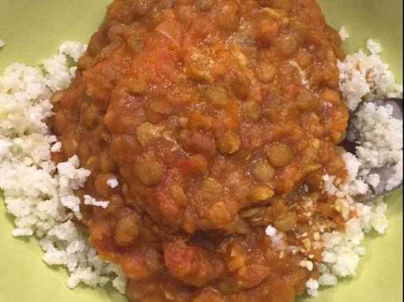 All in one Sweet Potato Lentil Curry with Cauli Rice