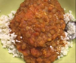 All in one Sweet Potato Lentil Curry with Cauli Rice
