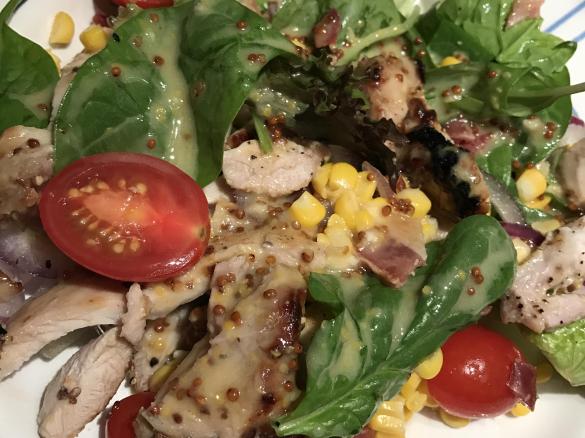 Mustard Chicken, Bacon & Avocado Salad (inspired by Cafedelites)