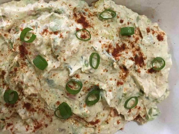 Cream Cheese Dip with Chicken, Avocado, Shallot & Cumquat