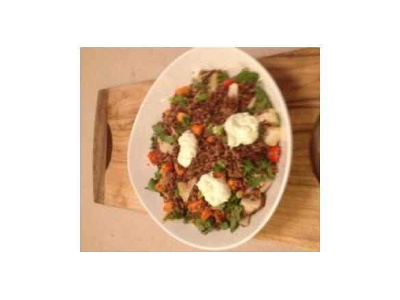 Quinoa, Lentil, Red and Wild Rice Salad with Orange Dressing 