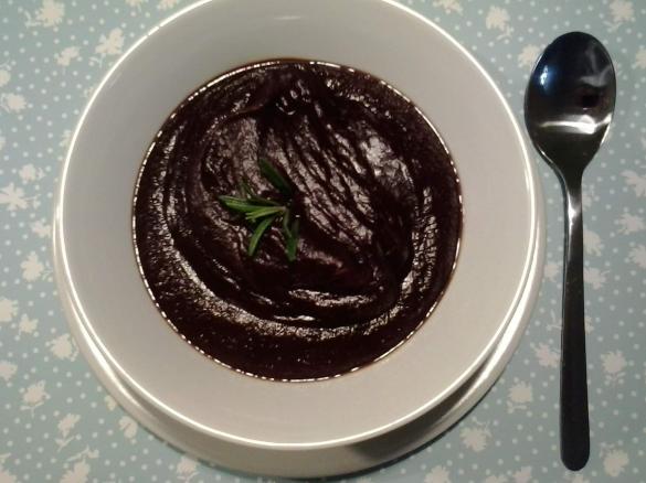 Purple carrot soup with ginger, rosemary and coriander seed