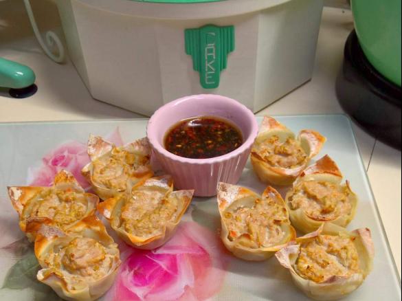 Baked Chicken Wonton Cups