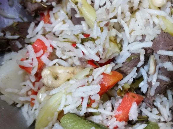 Beef  with Rice Vege and Cashews