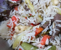 Beef  with Rice Vege and Cashews