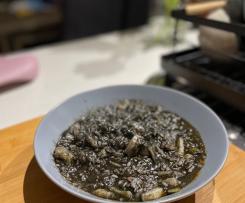 Black rice with prawns and cuttlefish