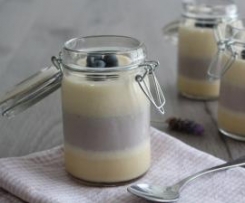 White chocolate, blueberry and lavender layered mousse