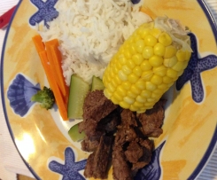 Beef, rice and veggies