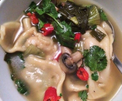 Pork Dumplings with Asian Broth Soup