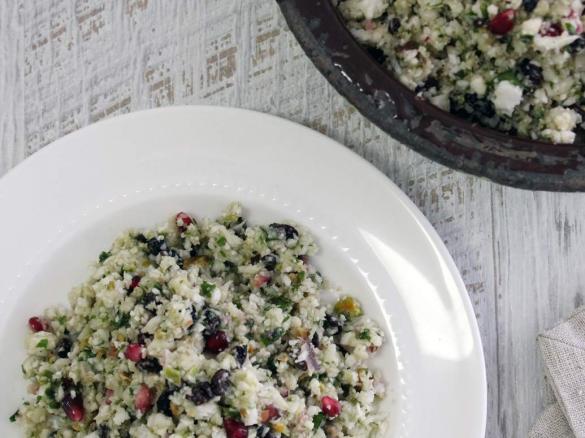 Cauliflower 'cous cous', pomegranate, pistachio salad