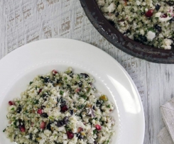 Cauliflower 'cous cous', pomegranate, pistachio salad