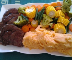 BBQ steak and veges 