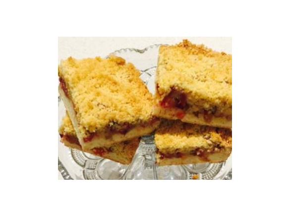 Rhubarb Brioche Crumble Slice