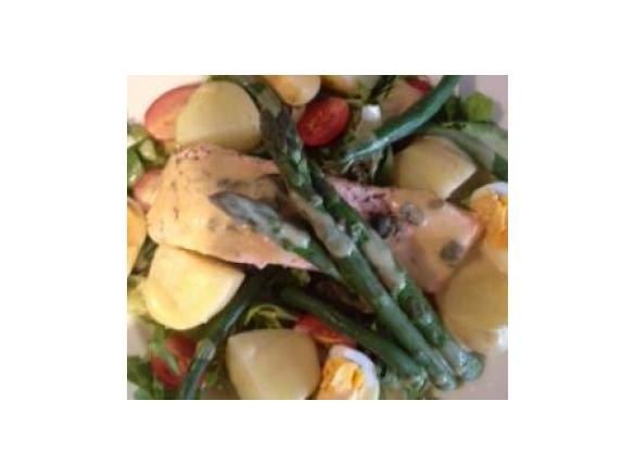 Warm Salmon Salad (nicoise style)