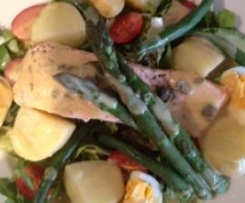 Warm Salmon Salad (nicoise style)