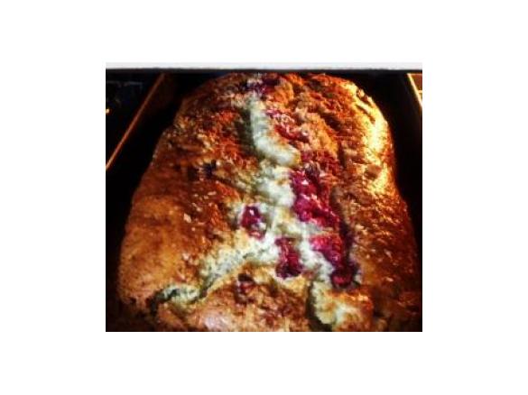 Pear, Raspberry and Coconut bread