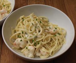 Tagliatelle with Saffron, Prawn, Mushrooms and Cream (Clone from Jamie Oliver)