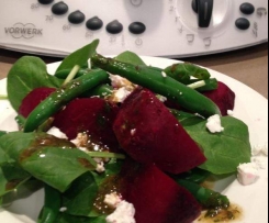 Beetroot, bean salad with basil vingaigrette