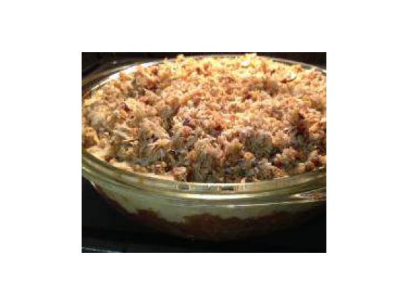Apple, Peach & Custard Crumble
