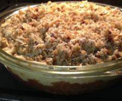 Apple, Peach & Custard Crumble