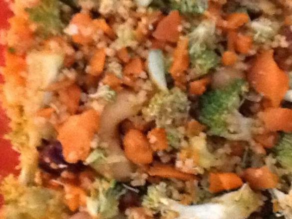 Curried couscous, brocolli and chic pea salad