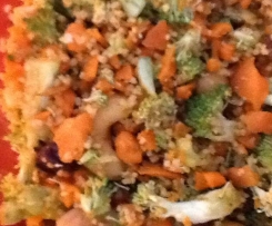 Curried couscous, brocolli and chic pea salad