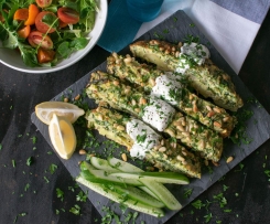 Zucchini Slice with baby spinach and potato