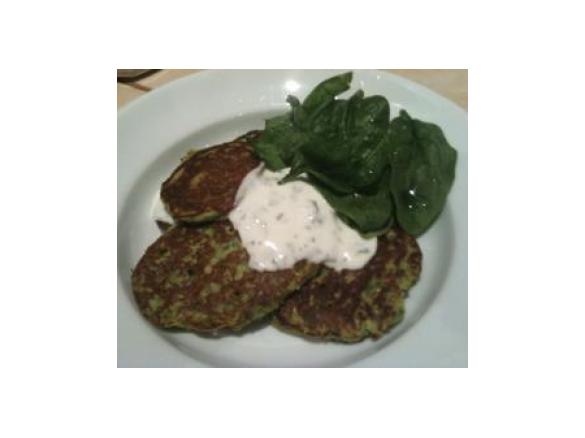 ZUCCHINI FRITTERS WITH MINTED YOGHURT