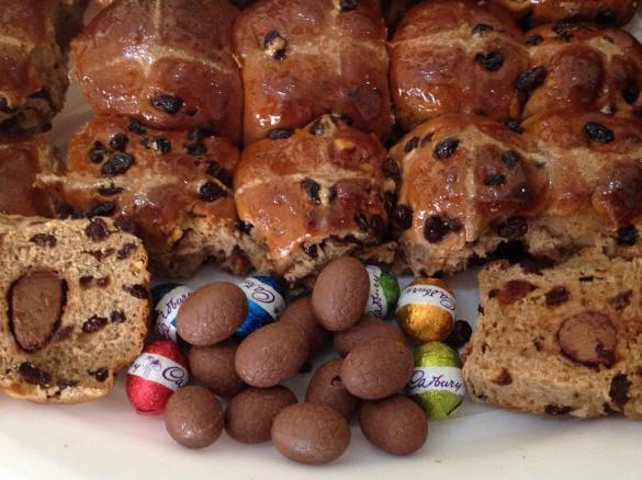 CHOC SURPRISE HOT CROSS BUNS WITH VANILLA GLAZED (Prize Winning)