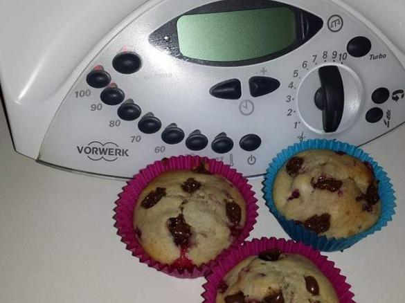 Banana raspberry and chocolate                 muffins