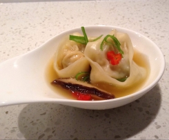 Vegetable Wontons in Asian broth