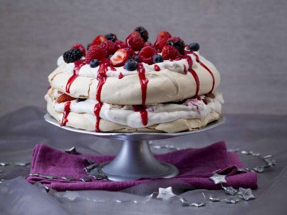 Mixed berry pavlova stack