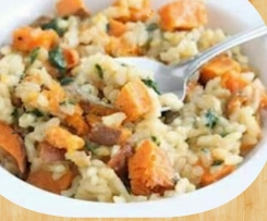 STEAMED CHICKEN, PUMPKIN, SWEET POTATO AND FETA CHEESE RISOTTO