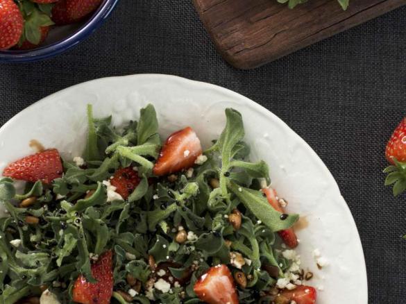 Ice plant salad with balsamic reduction