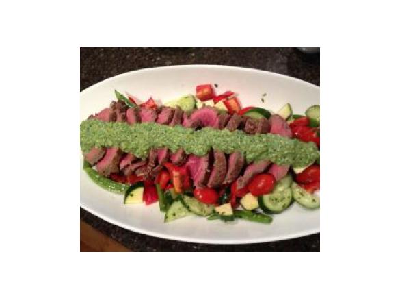 Beef Fillet, Pistachio Mayonnaise, Crisp Summer Salad