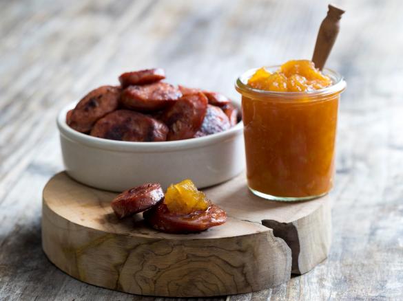 Spiced pear jam and chorizo