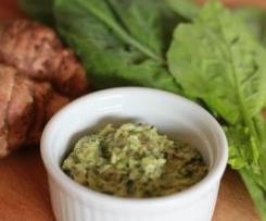 Warm Jerusalem artichoke and baby kale dip