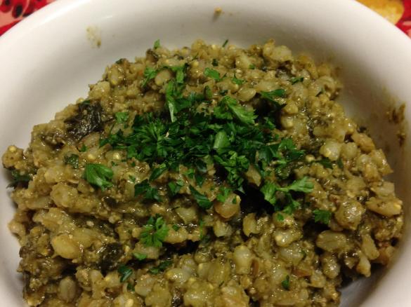 Pearl Barley with Spinach & Pork Mince