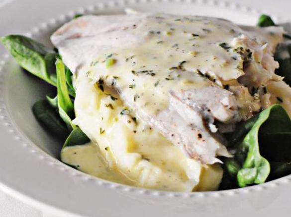 Barramundi with Mash Potato and Lemon Butter Sauce