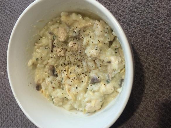Chicken and Mushroom Risotto with Smoked Cheddar