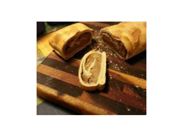 Apple Rhubarb and Blue Cheese Strudel