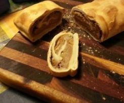 Apple Rhubarb and Blue Cheese Strudel