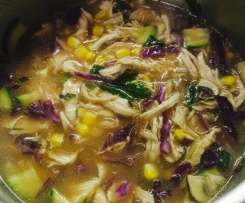 Steamed Whole Miso Chicken with soba noodle broth