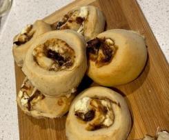 Onion and goat cheese scrolls