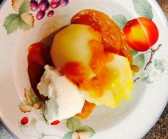 Cinnamon Pears with Apricot Sauce