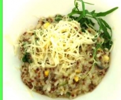 risotto with red quiona/rocket/mushrooms