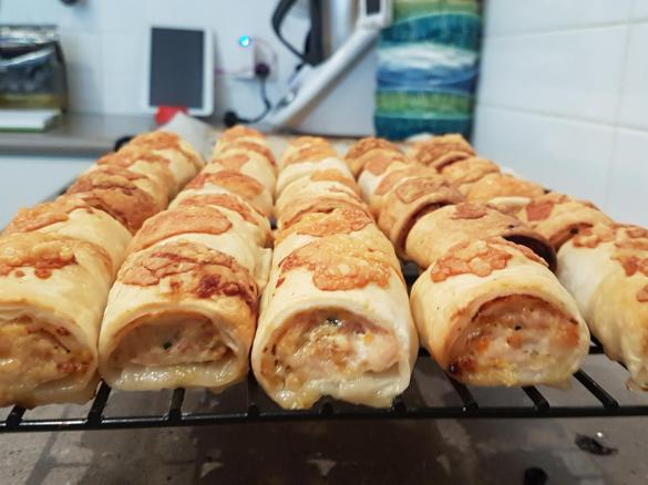 Chicken Cheese and Bacon Sausage Rolls