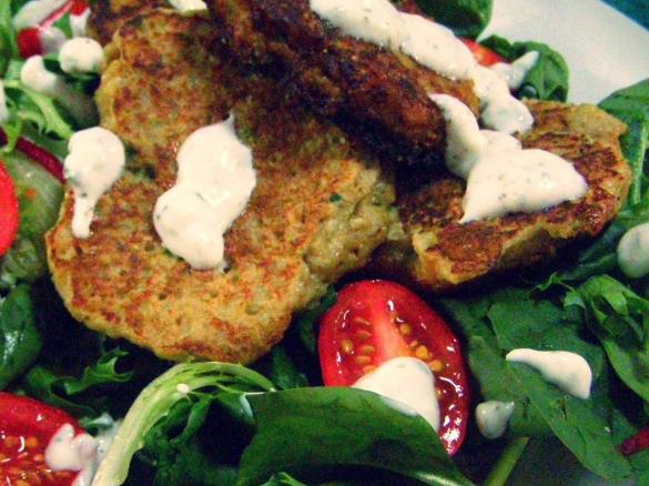 Cauliflower Fritters with Mint Yoghurt Dip