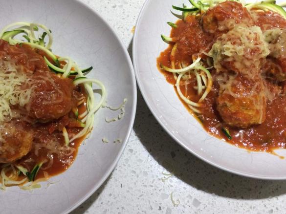 Steamed Chicken Meatballs with Homemade Tomato Sauce